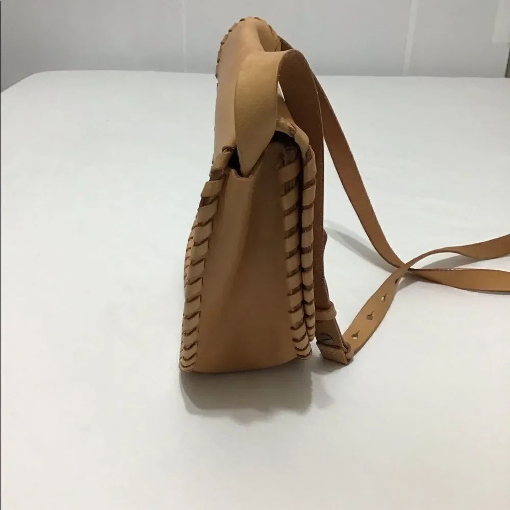 Madewell Leather Whip Stitch Natural Crossbody Bag